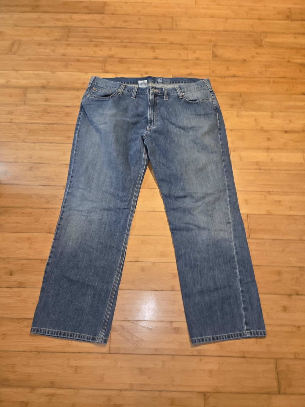 Carhartt Relaxed Straight Medium Wash Denim Mens Blue Jeans 44x32